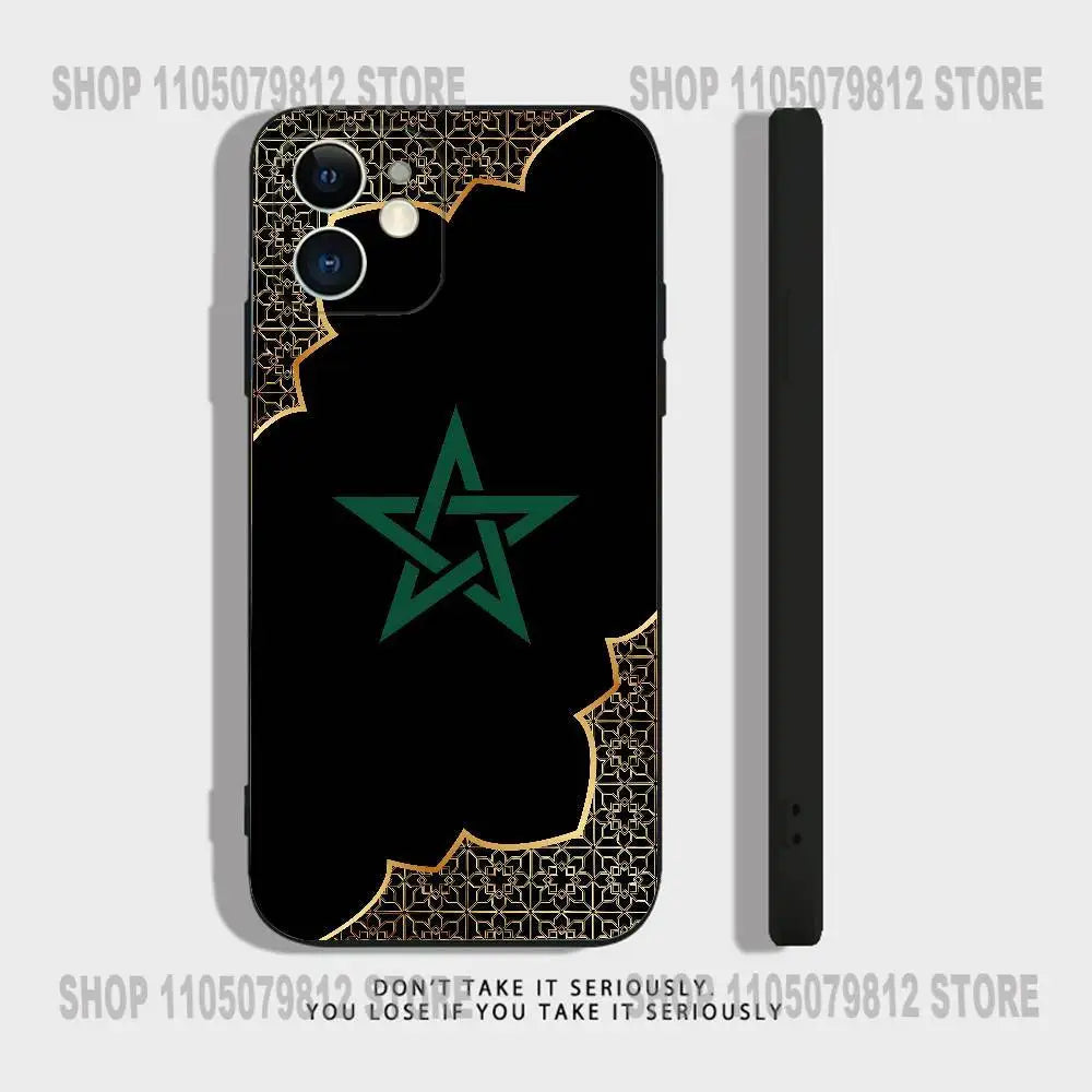 Morocco Flag Phone Case For iPhone 17 16,15,14,13,12,11,Pro,XS,Max,XR,Plus,Mini Soft Silicone Black Shockproof