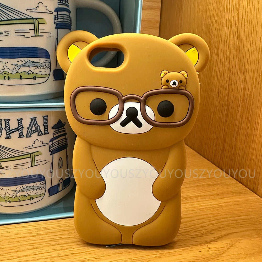 For iPhone 17 Pro 4 4S 5 5S 6 16 Pro Max 15 14 Plus 13 12 11 7 8 SE Rilakkuma Bear Chocolate Cartoon Soft Silicon Phone Case