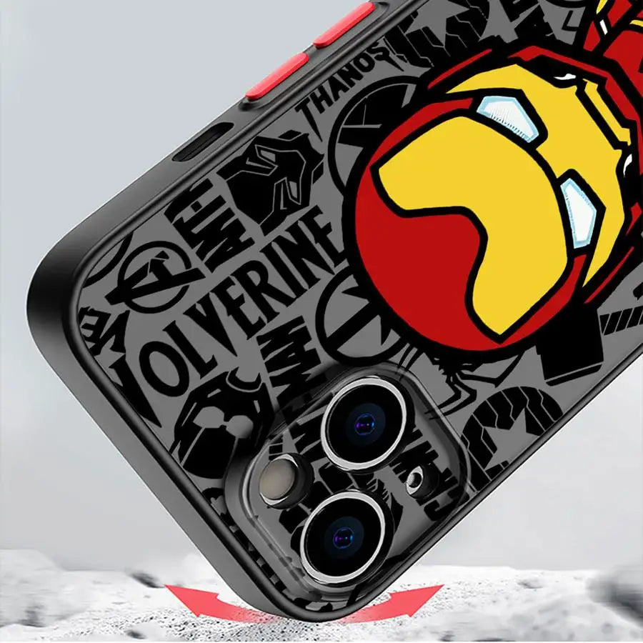 Case for iPhone 7 8 15 Plus 16e 14 12 XS 11 16 Pro Max 13 Mini X Back Phone Cover Marvel Spider-Man Iron Man Cool