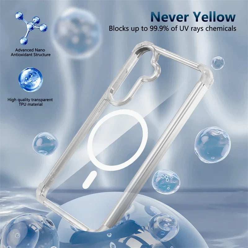 Armor Shockproof Transparent Case For Samsung Galaxy S26 S25 S24 S23 S22 S21 Note 20 Ultra Plus S24FE S25FE For Magsafe Cover