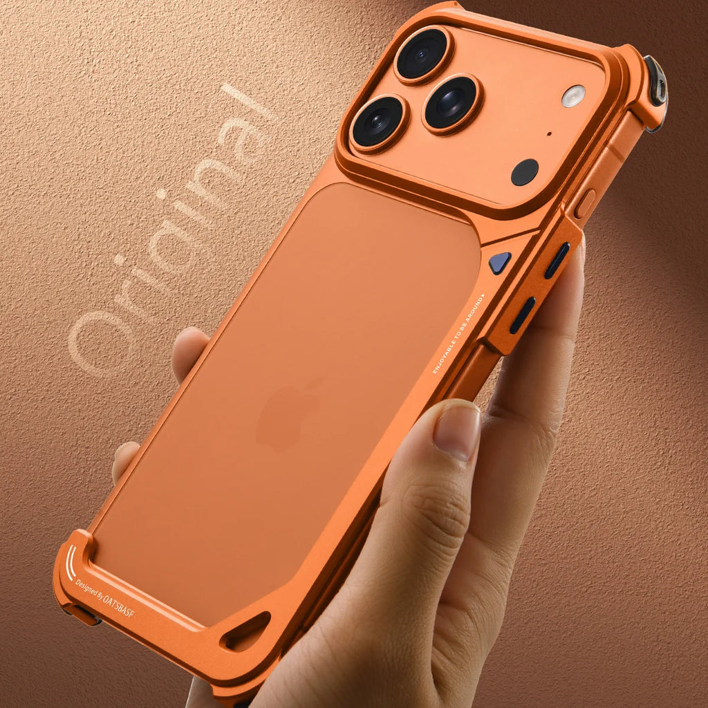 Eary Aluminum Metal Case for iPhone 17 Pro Max Slim Frameless Ultra-thin Shells Shockproof Drop Protection 9-Shaped Phone Cover