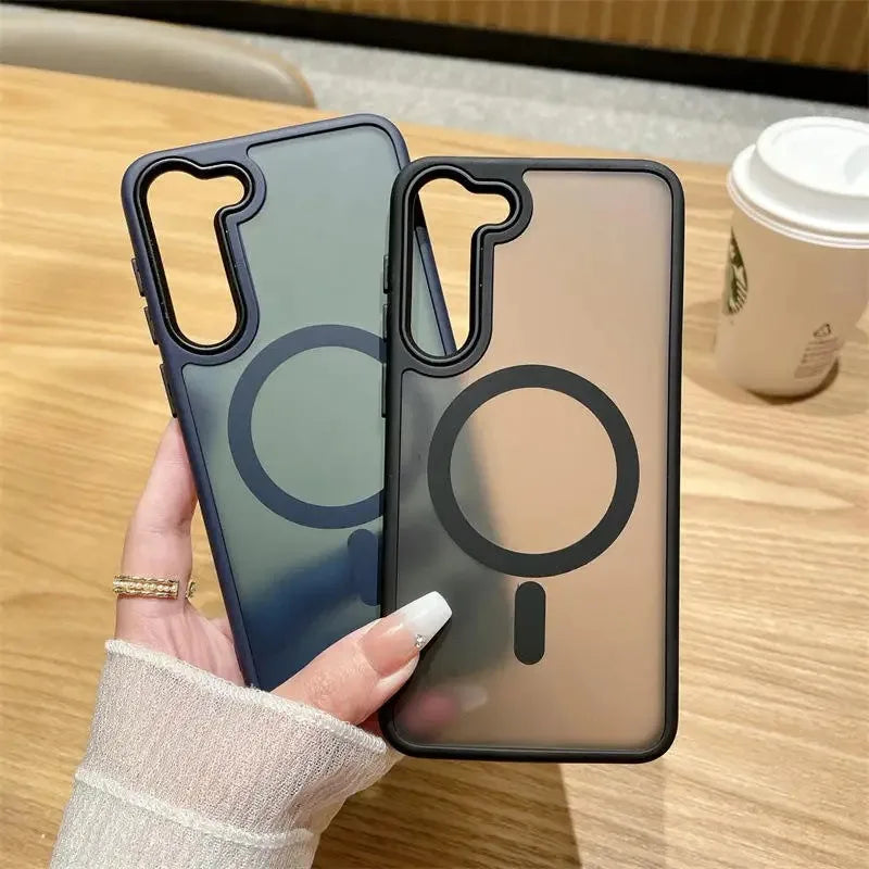 Luxury Matte Translucent Magsafe Phone Case for Samsung Galaxy S26 S25 S24 S23 Ultra Plus Cases Magnetic Wireless Charging Cover