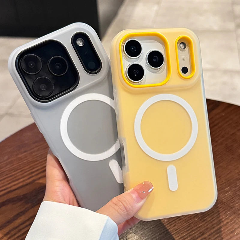 Luxury Candy Color 2 IN 1 Magnetic Case For iPhone 17 Air 16 15 14 13 11 12 Pro Max Plus For Magsafe Wireless Charge Matte Cover
