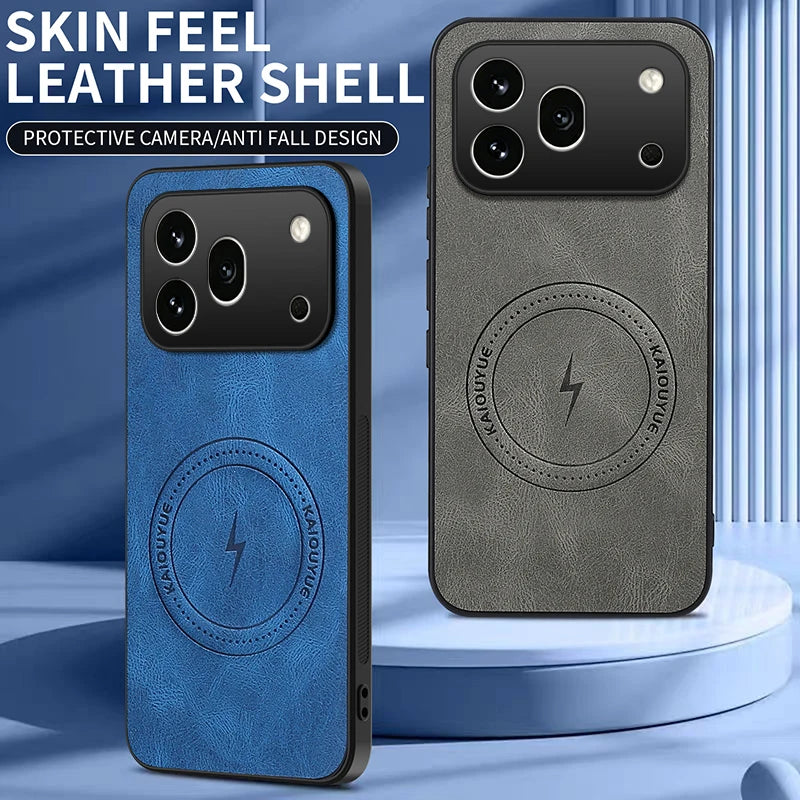 For MagSafe Magnetic Case for Honor 600 Pro Napa-textured Silicone Leather Back Cover for Honor600 600pro Anti-Fingerprint