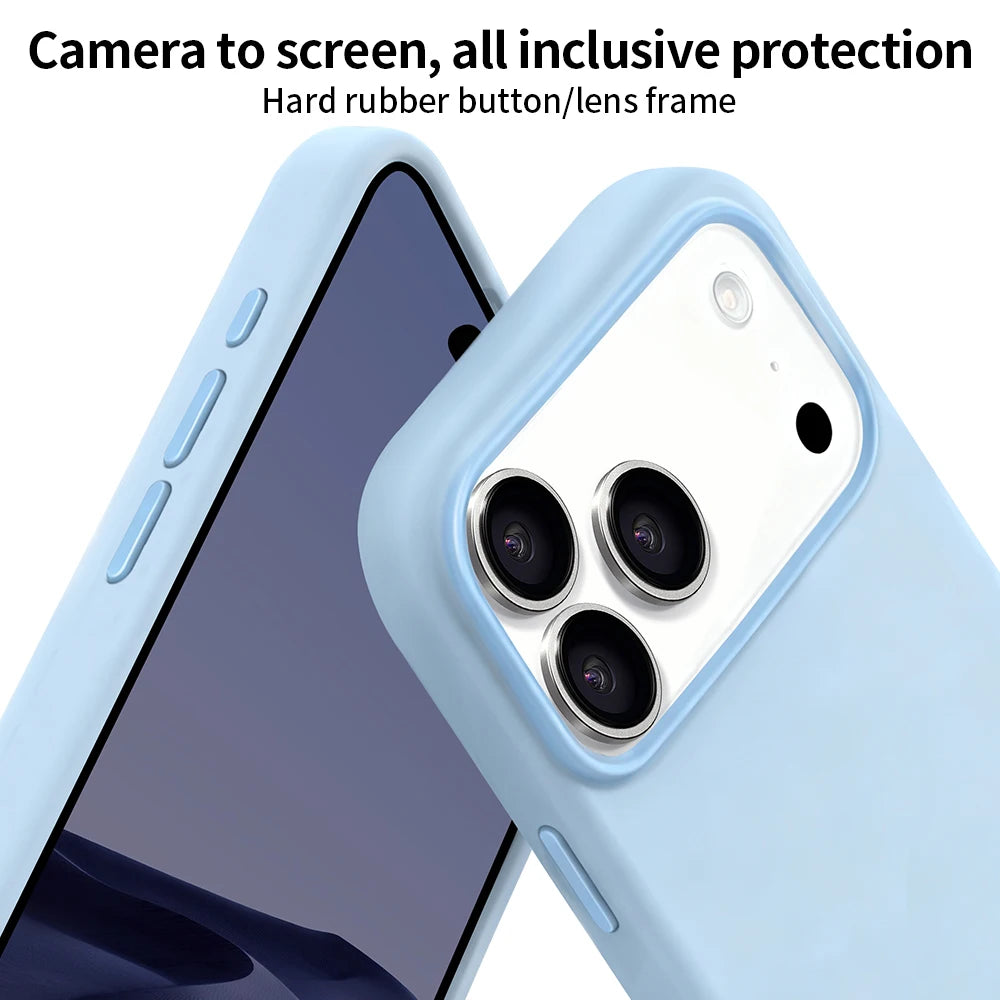 Soft Touch Shockproof Liquid Silicone Phone Case for iPhone 17/16 pro Max Ultra-Thin Protective Cover