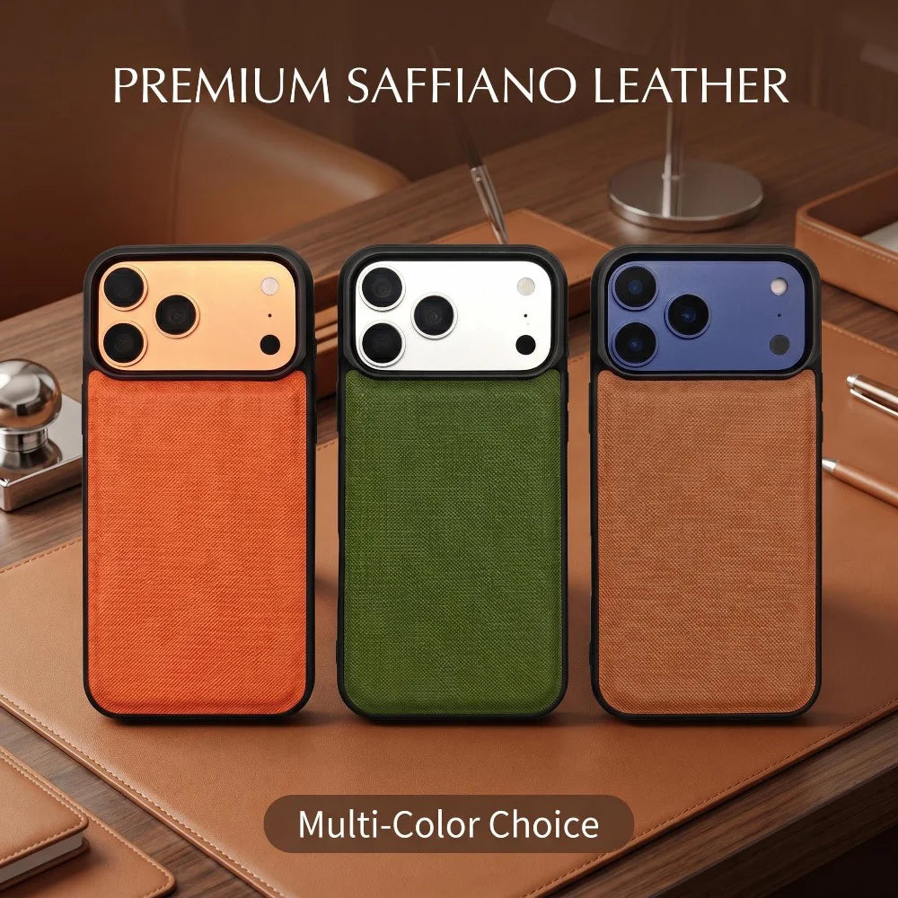 Stylish Luxury Saffiano PU Leather Phone Case Multi Trendy Colors Slim Fashion Shockproof Cover For iPhone 18 17 16 15 14 Series