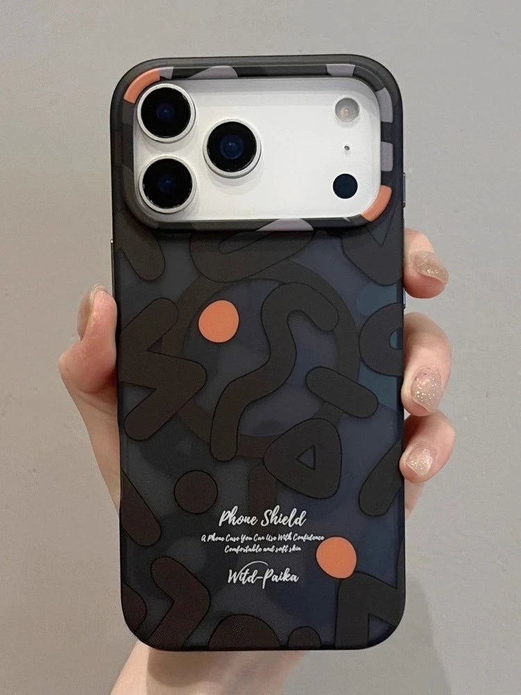Graffiti Art Phone Case for iPhone 17 Pro Max 16 15 MagSafe Magnetic Charging Camera Shockproof Matte Back Cover Silicone Fundas