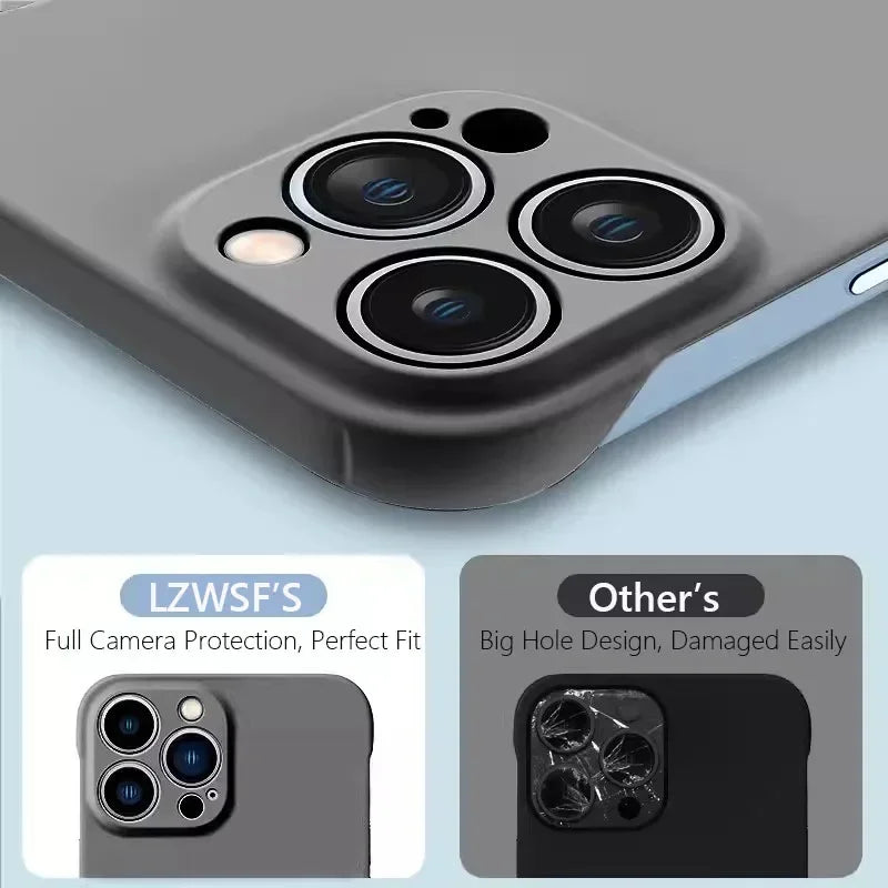 Frameless Slim Matte Hard Back Cover Case For iPhone 15 16 17 Pro Max Air 16E 14Pro Plus 14 13 12 Pro Max 15Pro ShockProof Coque