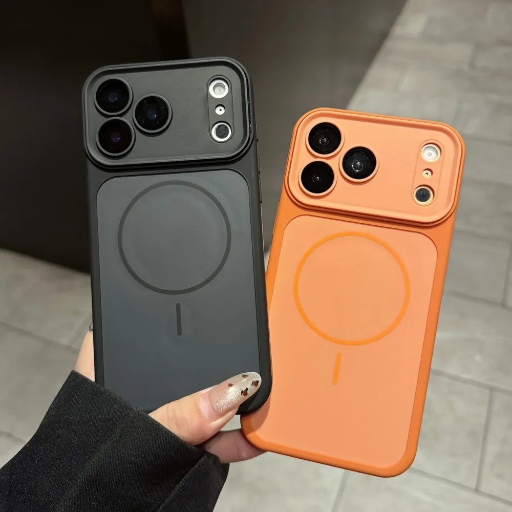 Rugged Armor Bumper Shockproof Matte Case for iPhone 17 16 15 14 Plus 13 Pro Max For Magsafe Magnetic Capa Lens Protection Cover