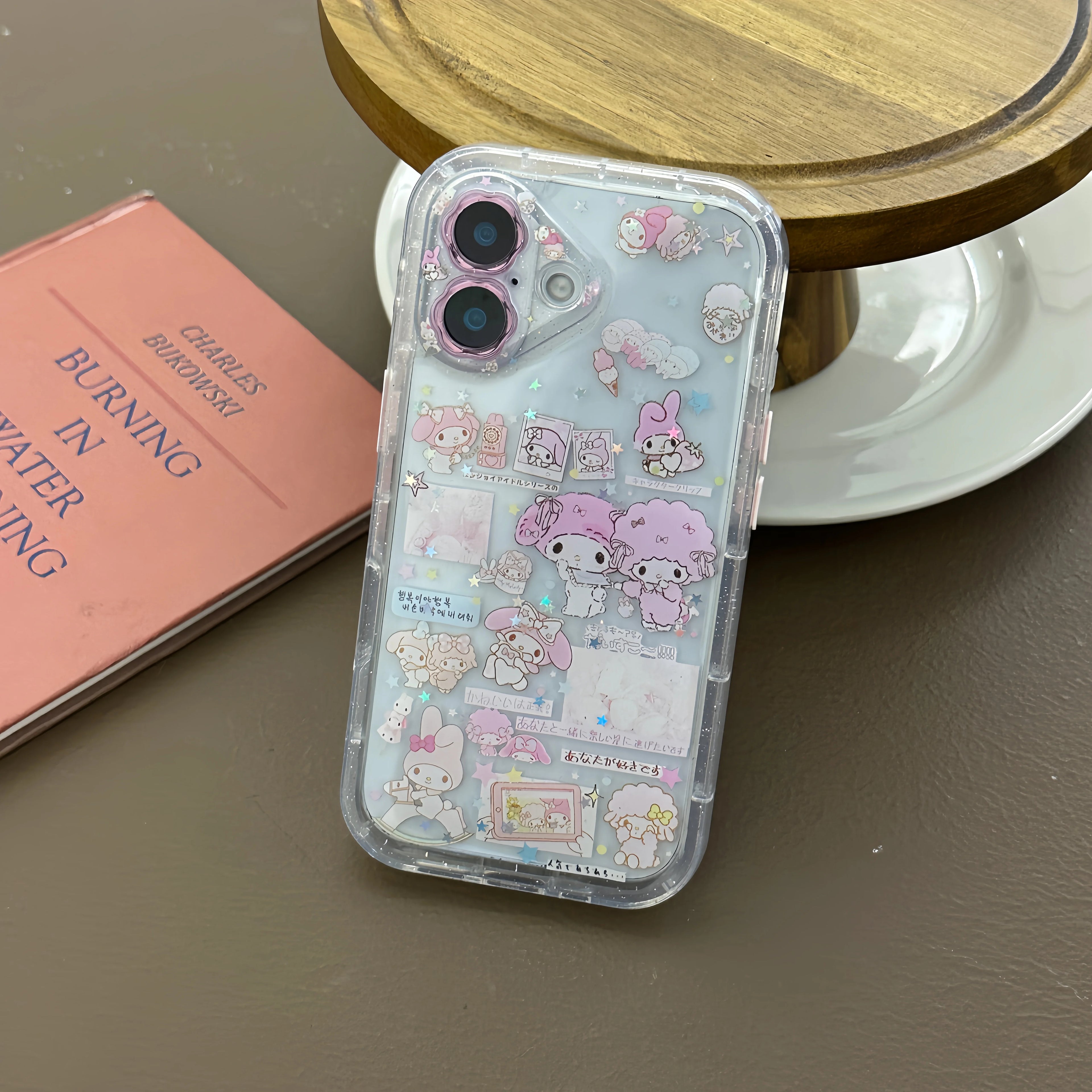 Little Flower Dropping Gel Meileti Phone Case For iPhone 17 14 15 16 Pro Max With Bracelet Little Twin Lamb Lovely Back Cover