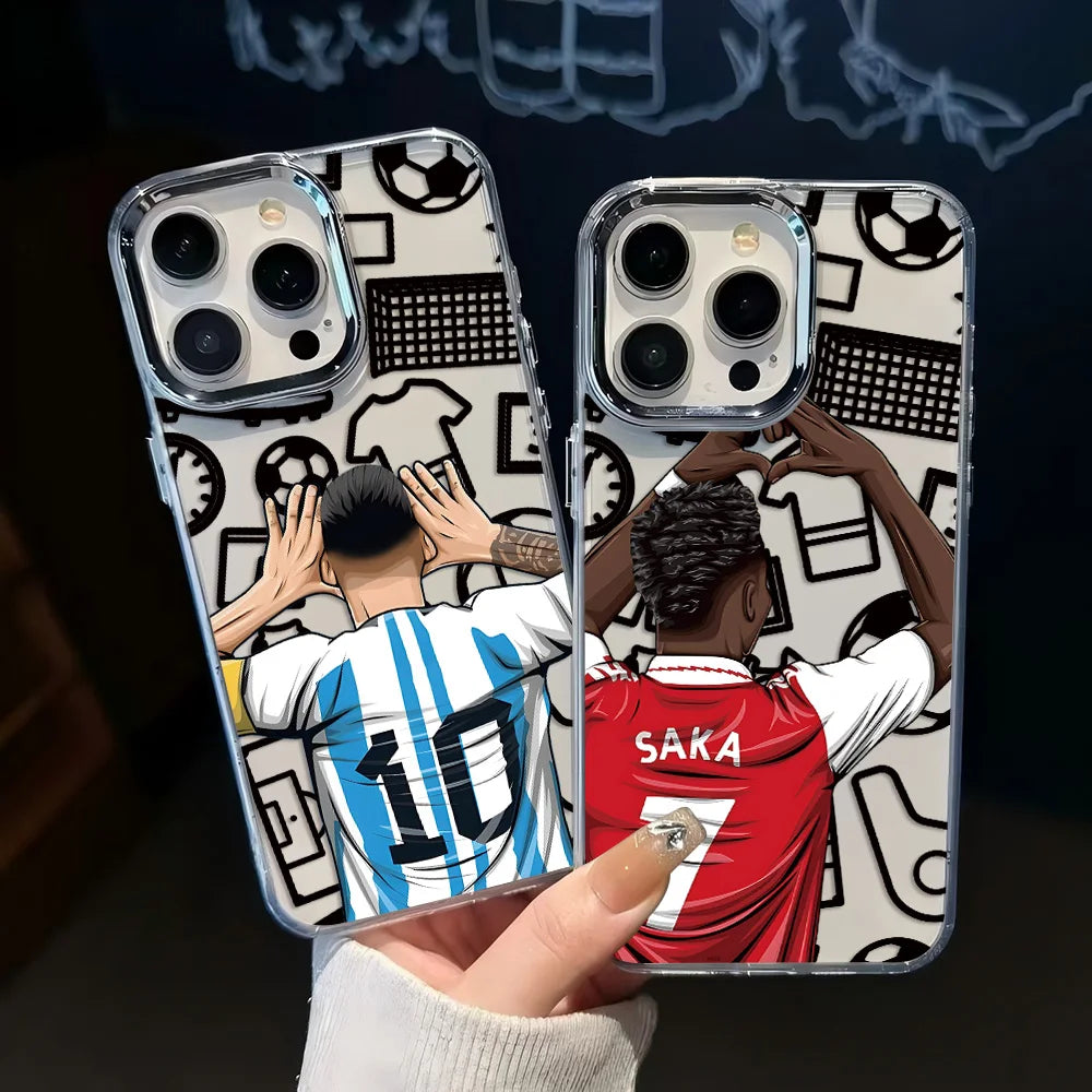 Cartoon Football Number CR7 Phone Case For iPhone 17 16e 16 15 14 13 12 11 mini Pro Max X XR XSMAX 8 Air Plus Transparent Cover