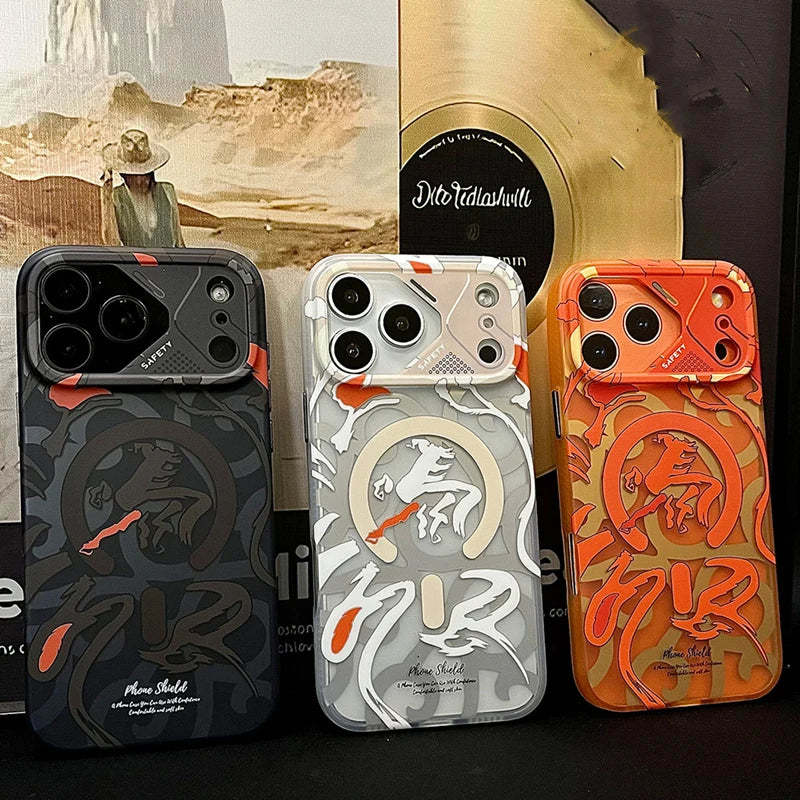 Trendy Graffiti For Magsafe Phone Case For iPhone 17 17Pro Max 16 Pro Max 15 Frosted Wireless Charging Matte Protective PC Cover