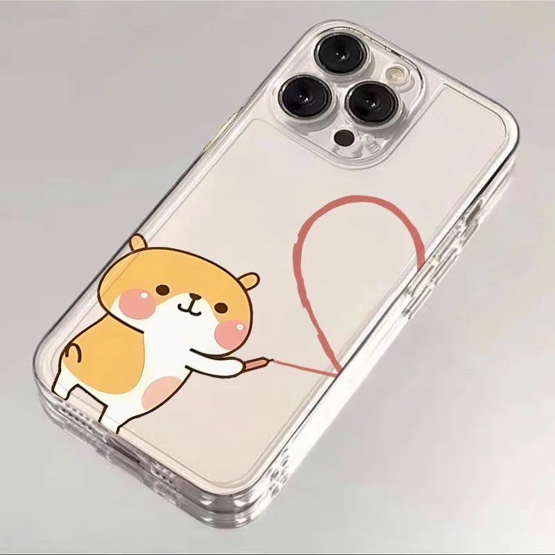 Cartoon Fun Matching Couple Case for Apple iPhone 16e 7 8 SE XR 13 12 11 Pro Max 15 14 16 Plus XS Clear Soft