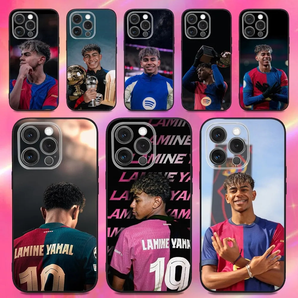 Football 19 L-Lamines Phone Case For iPhone 16,15,14,13,12,11,Pro,Max,Plus,X,XS,XR,SE,8,7,Mini,Soft Y-Yamale Silicone Black Case
