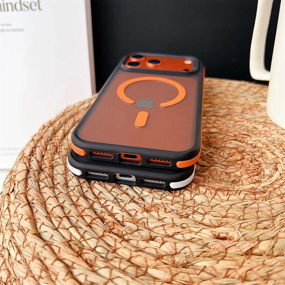 Shockproof Luxury Matte Magnetic Case for iPhone 17 Pro Max 17 Air 17 Pro Colorful Border for Magsafe Wireless Charging Cover