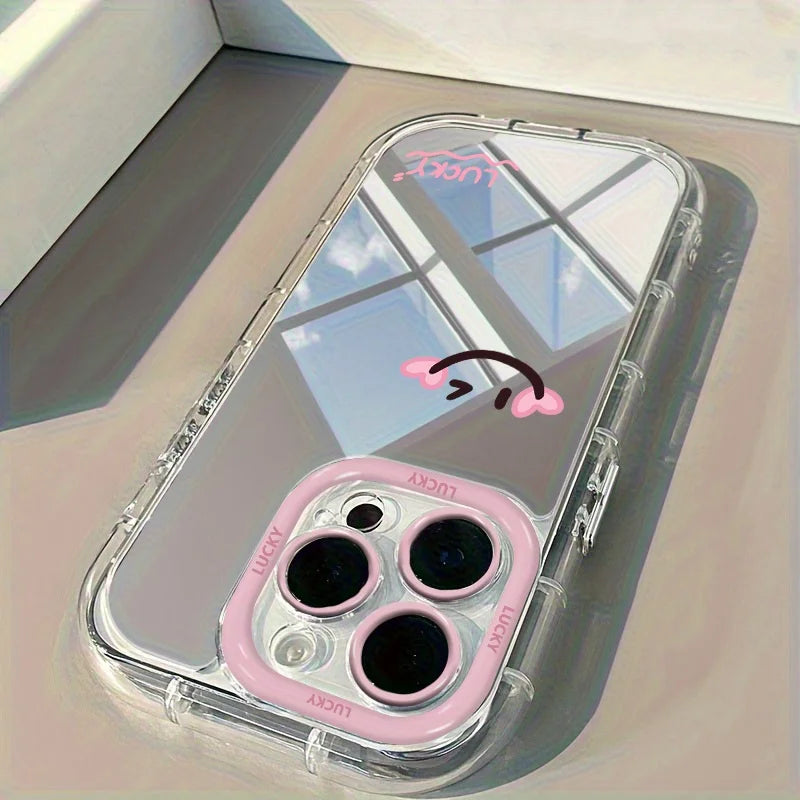 Playful Smile Makeup Mirror Phone Case For iPhone 17 Air 16 14 13 12 11 Pro Max 7 8 Plus X XS XR Cover For iPhone 16E Hard Cases