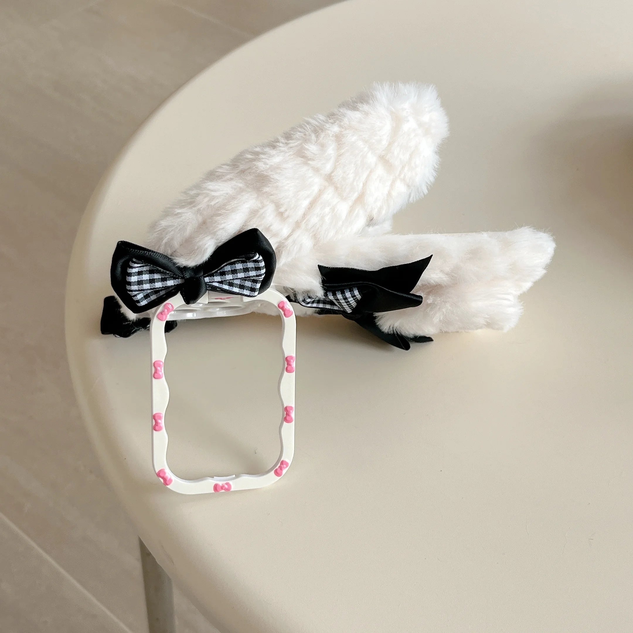 Bunny Rabbit Plush Phone Case with Butterfly Knot Design For iPhone 17 pro Max 16pro 15plus 14 13 Protective Cover