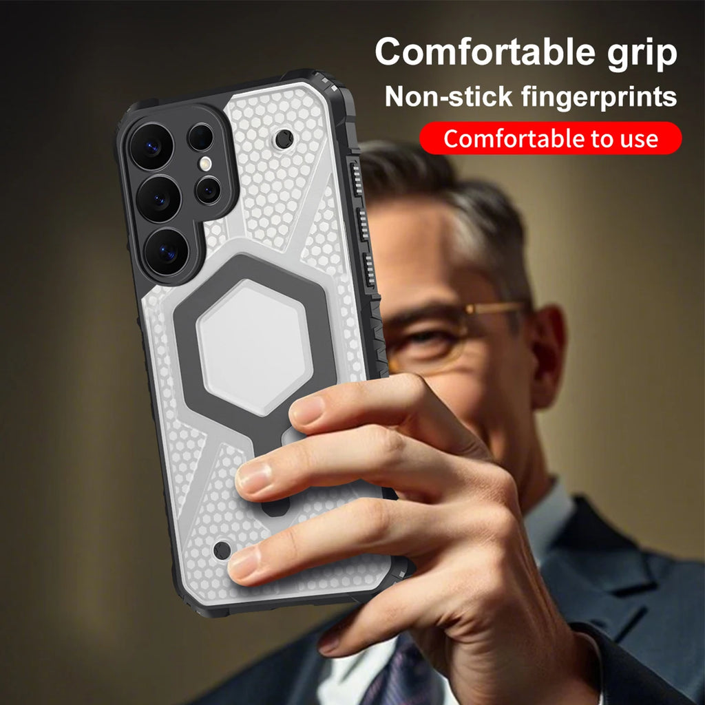 Military Armor Clear Magnetic Bumper Case For Samsung S26 Plus S25 S24 S23 FE Ultra A57 A17 A56 A36 A16 Rugged Protection Cover