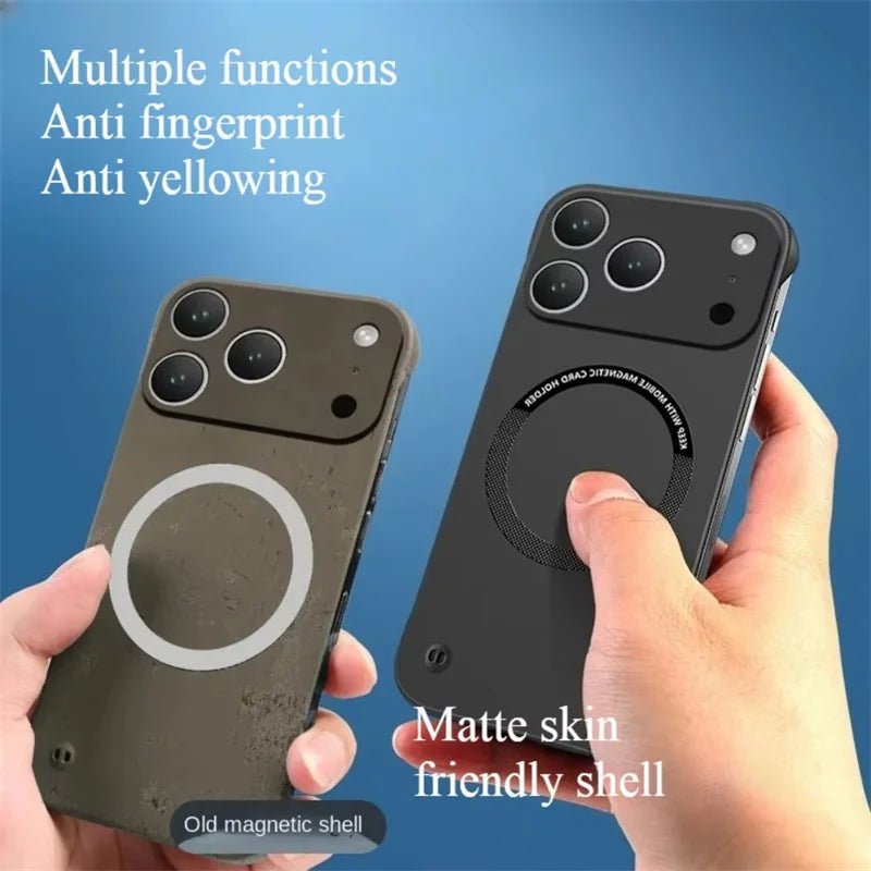 Ultra Thin Hard PC Magnetic Frameless Case For Magsafe For iPhone 17 Air 17 Pro Max Luxury Matte Borderless Solid Back Cover