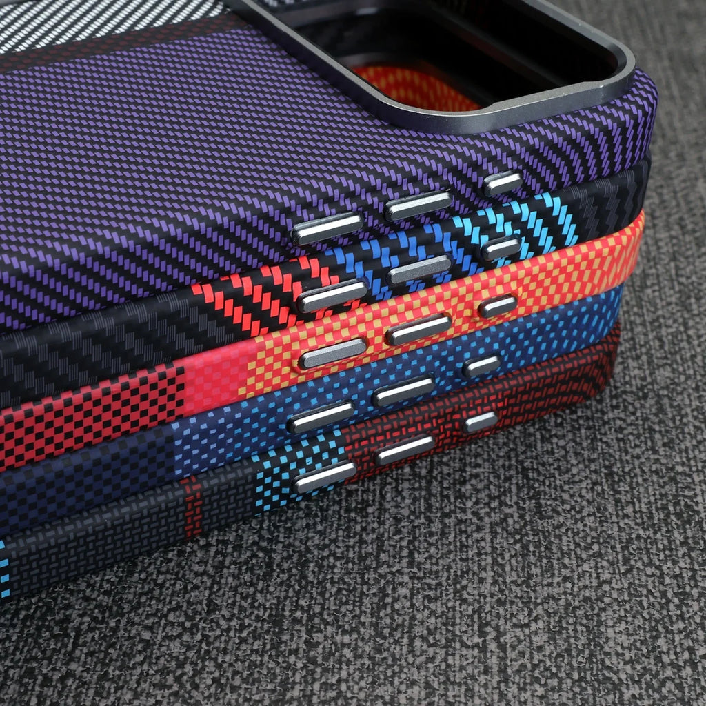 Luxury Kevlar Carbon Fiber Hard PC For Magsafe Phone Case For iPhone 17 Air 16 15 14 13 Pro Max Magnetic Wireless Charge Cover