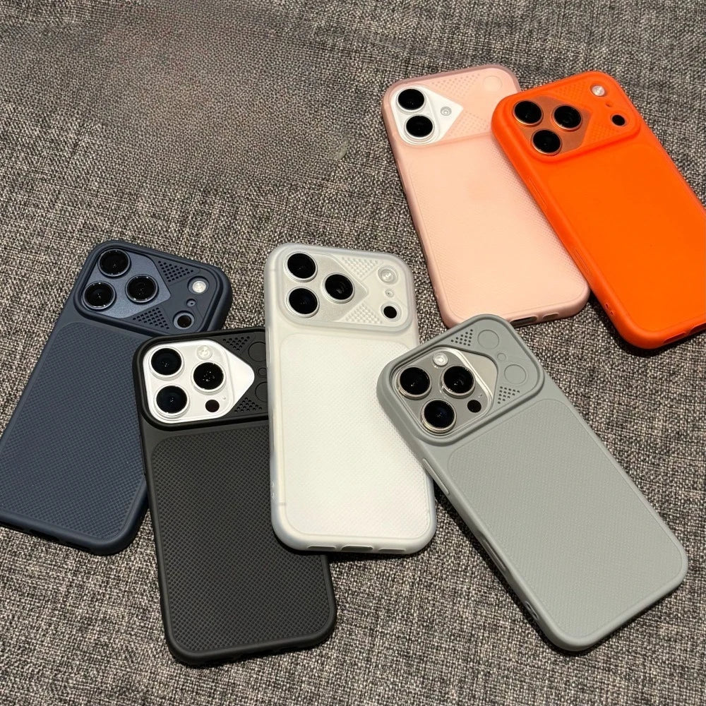 Turn to 17 Heat Dissipation Wave Point Matte Armor Clear Phone Case For iPhone 17 Pro Max 15 14 13 16 Pro Shockproof Soft Cover