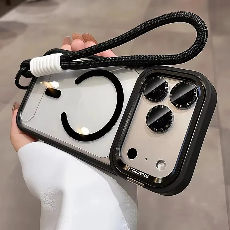 New Camera Bracket For Magsafe Case for iPhone 17 ProMax 17 Air 16 15 14 11 12 13 Pro Max With Wrist Strap Lens Protector Cover