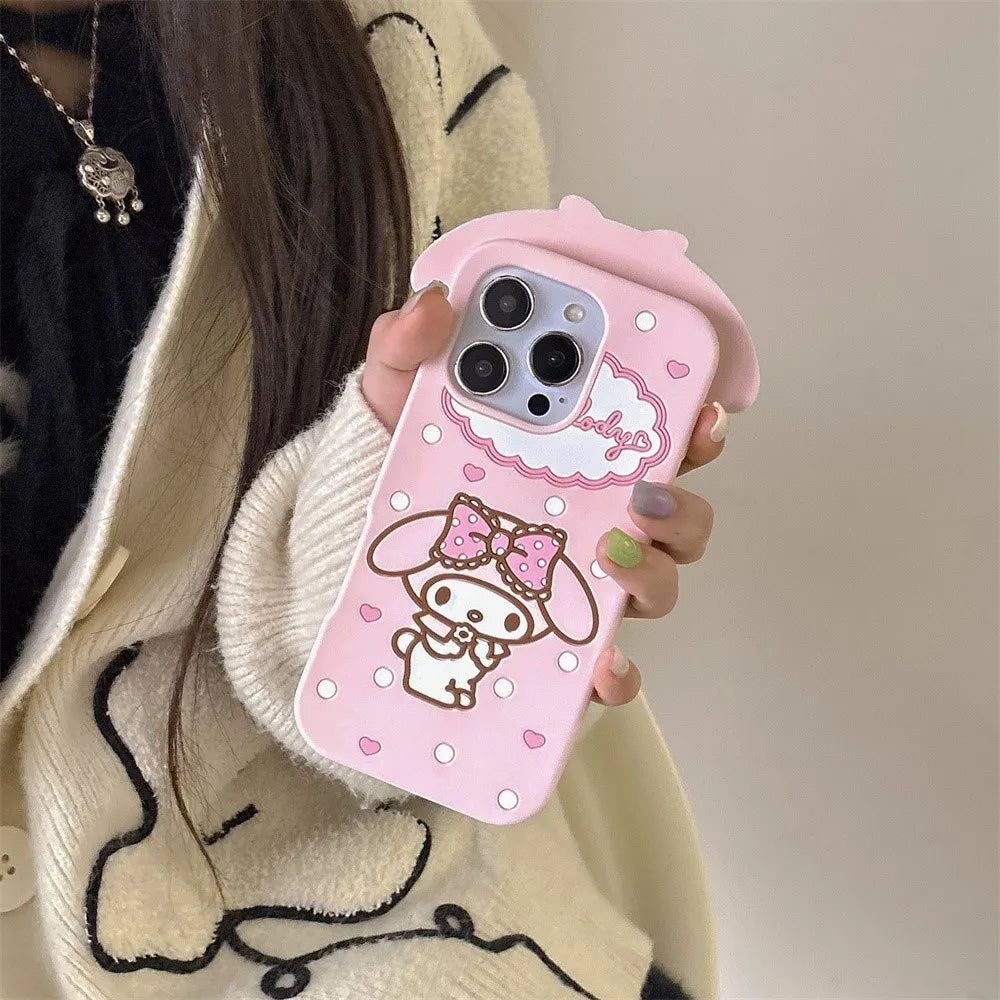 Sanrio Cute 3D Cartoon My Melody Phone Case For 16 Pro Max 17 15 14 13 12 11 Pro Max 4 5 6 7 8 Plus SE Cute Soft Silicone Cover