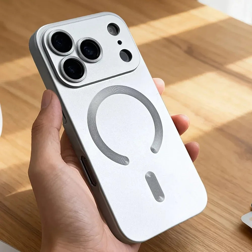 Metallic Paint For Magsafe Soft Case For iPhone 17 16 15 14 13 12 11 17 Pro Max Air Magnetic Wireless Charge Lens Protect Cover