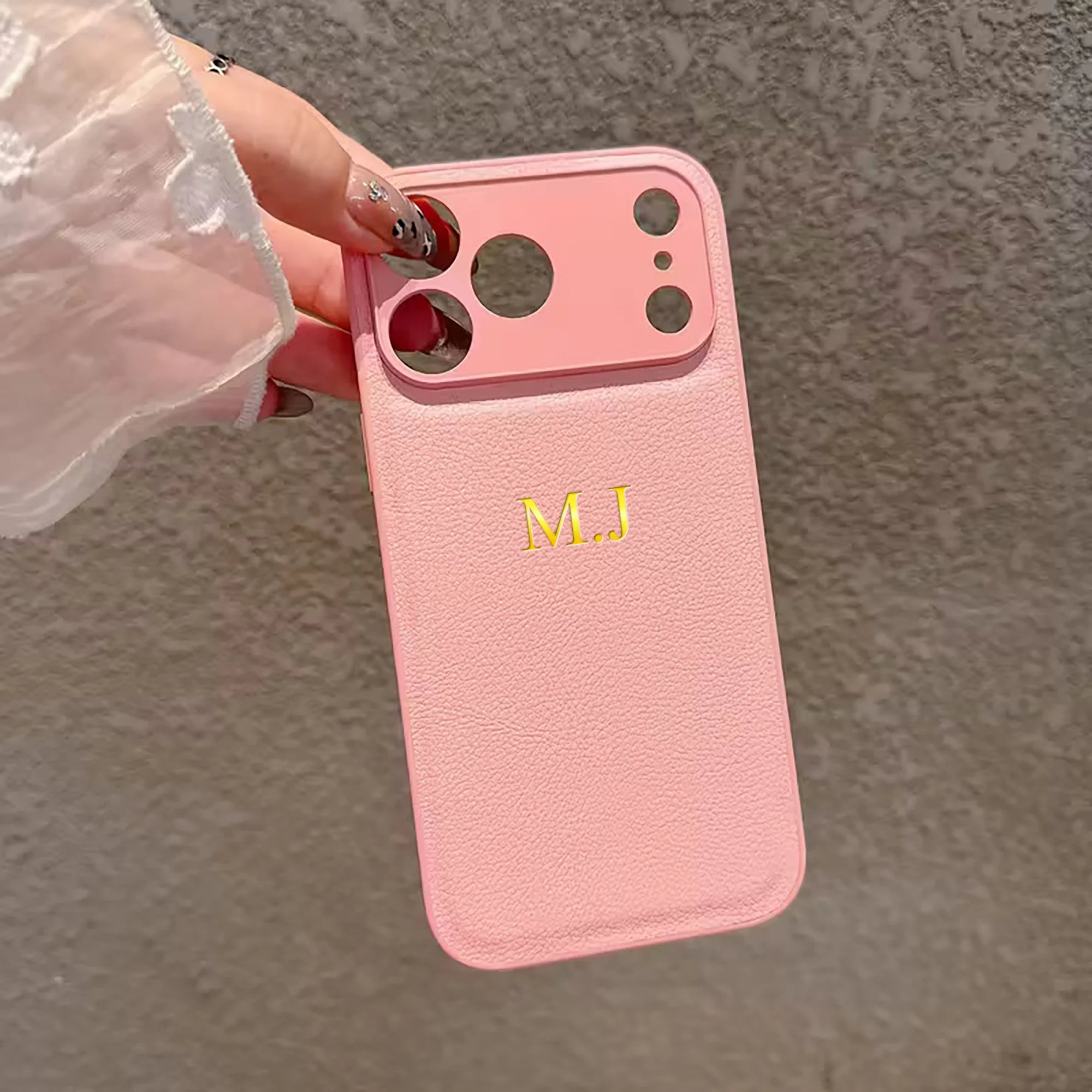 Personalized Custom Name Initial Gold Hot Foil Engraved Luxury Faux Leather Case For iPhone 17 16 15 14 13 Pro Max Plus Air Gift
