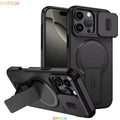 Lens Protect Camera Phone Case for iPhone 13 14 15 16 Pro Max 15Plus 16Plus 14Plus 16e 16 15 14 Pro 17 Magnetic Kickstand Cover