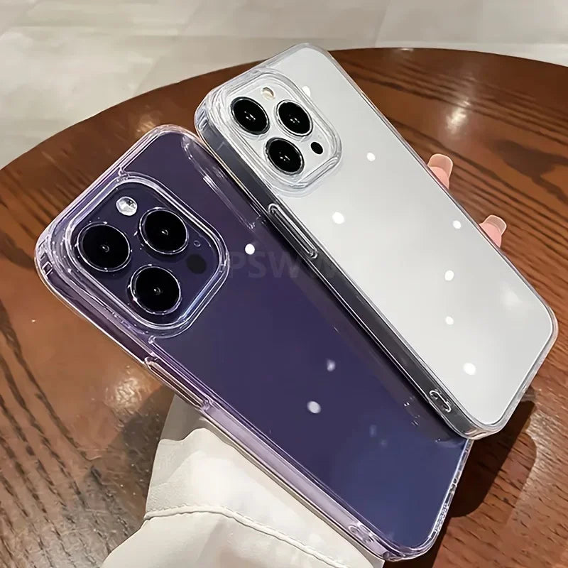 Luxury Transparent Phone Case For iPhone 17 Air 16 15 14 Plus 13 12 11 Pro Max Shockproof HD Clear Hard Acrylic Back Cover