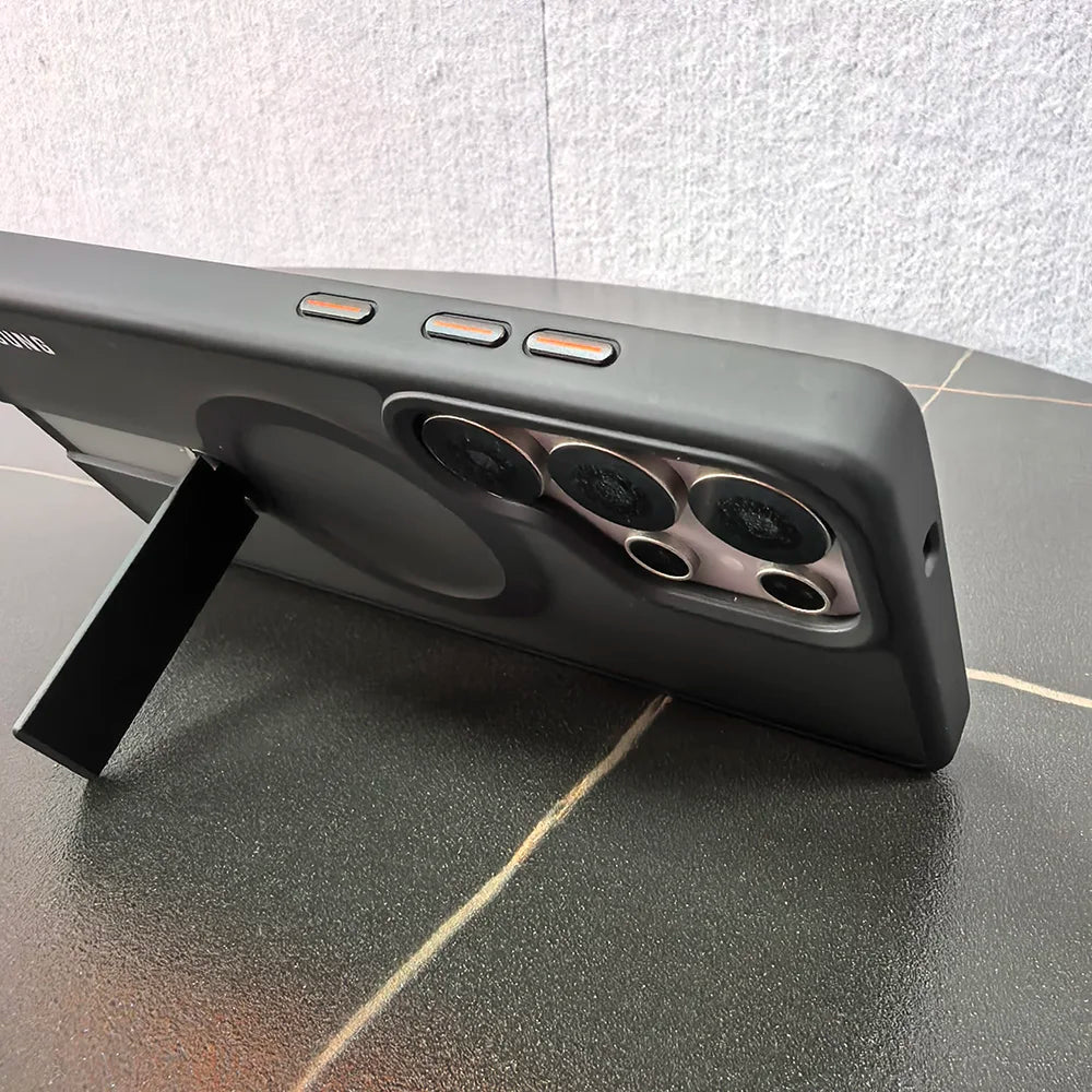 Metal Bracket Magnetic Charge Case For Samsung Galaxy S25Ultra S25Plus S24Ultra S24Plus For Magsafe Stand Shockproof Phone Cover