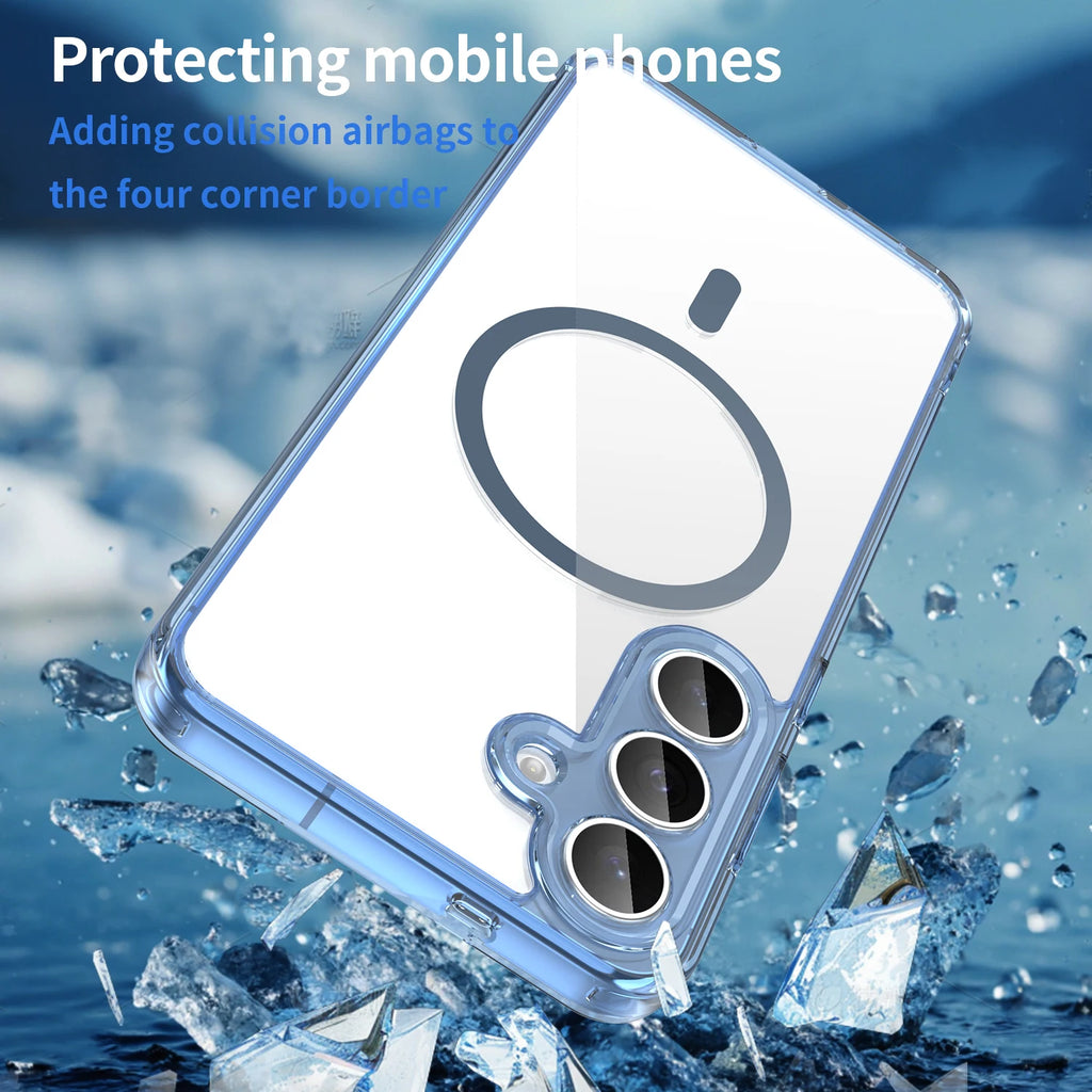 For Magsafe Magnetic Wireless Charging Phone Case For Samsung Galaxy S25 FE S25FE 5G Shockproof Clear Back Cover Coque