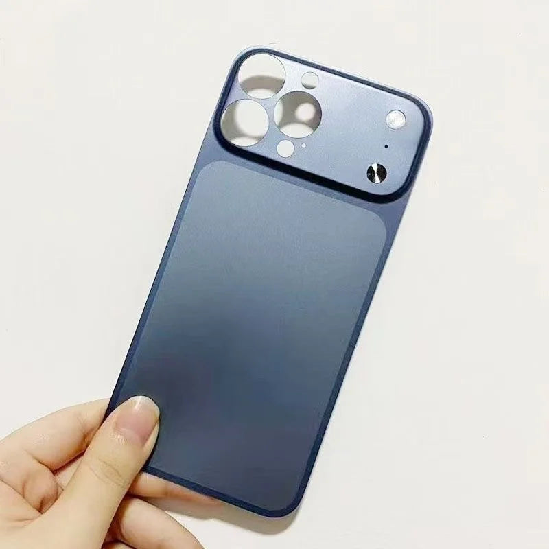 Original AG Matte Ultra Thin Metal Backplate Phone Case for IPhone 17 16 15 14 13 Pro Max Glossy Sticker Instantly Turn 17 Cover