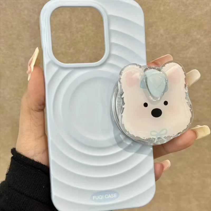 New Korean Cute Dog Onion Rotation Magnetic Magsafe Griptok Grip Tok for IPhone 17 Case Stand Wireless Charger Holder