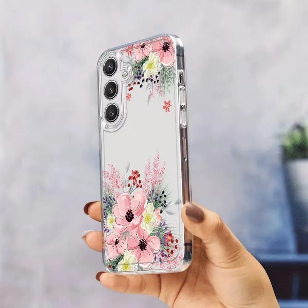 Fashion Floral Pattern Silicone Phone Case For Samsung Galaxy A73 A72 A71 A70 A56 A55 A54 A53 A52 A51 A50 A42 A36 S 4G 5G Cover