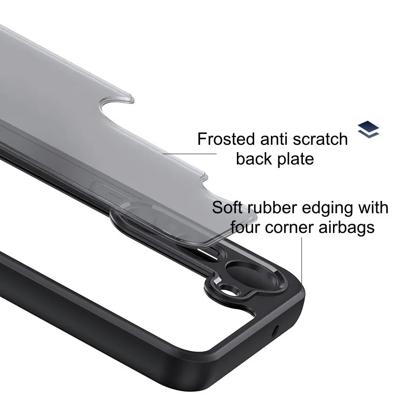 Luxury Matte Clear Airbag Case For Samsung Galaxy S24 S23 S22 Plus Ultra A34 A24 A54 Transparent Anti-fingerprint Frosted Cover