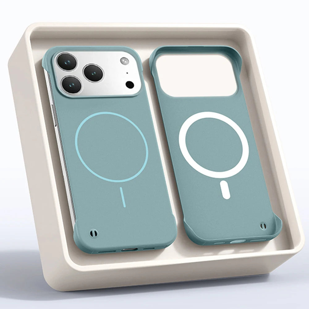 Ultra Thin Matte PC For Magsafe Frameless Magnetic Phone Case For iPhone 16 17 Pro Max Air 16E 14 1513 12 Wireless Charge Cover