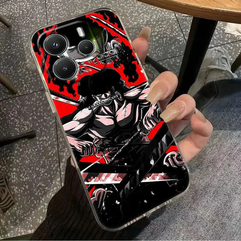 Anime Ones P-Piece Zoro Case For Xiaomi Redmi Note 15 14 13 12 11 10 Pro Plus 5G Cover For Redmi 15C 15 14C 13C Clear Phone Case