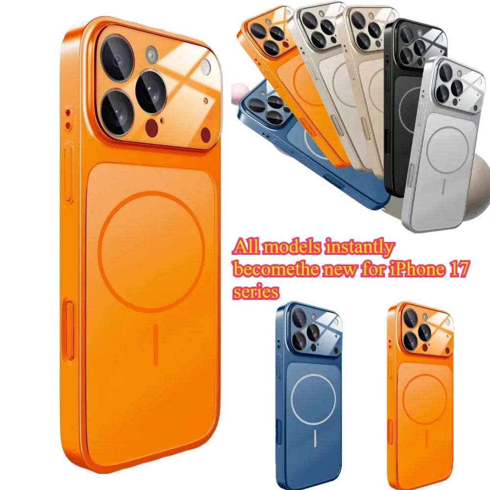 Original Glass Nano Matte Case For iPhone 17 Pro Max Air 16 15 14 13 12 11 Magnetic for Magsafe Wireless Charging Armor Funda