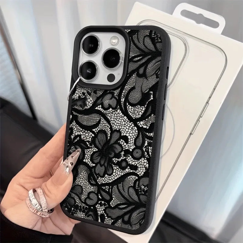 New Style Lace Patterned Lychee Textured TPU Phone Case For iPhone 17 16 15 14 Pro Max 13 12 11 XS X XR 16 Plus 16E 17 Air Cover