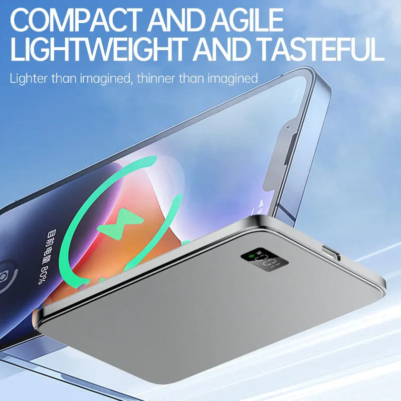 New Ultra Thin Power Bank for MagSafe,Magnetic Wireless Fast Charging LED Display Portable Battery for IPhone Samsung Phone