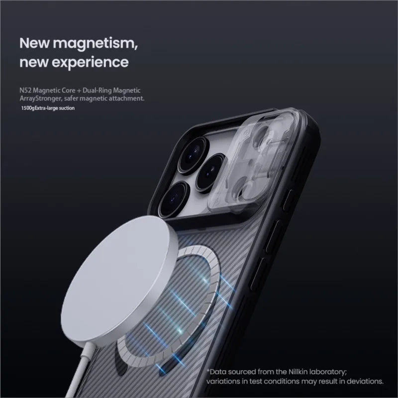 For iPhone 17 Pro Case NILLKIN Case Magnetic Camshield Case Lens Protection With Magnetic Suction Function Translucent