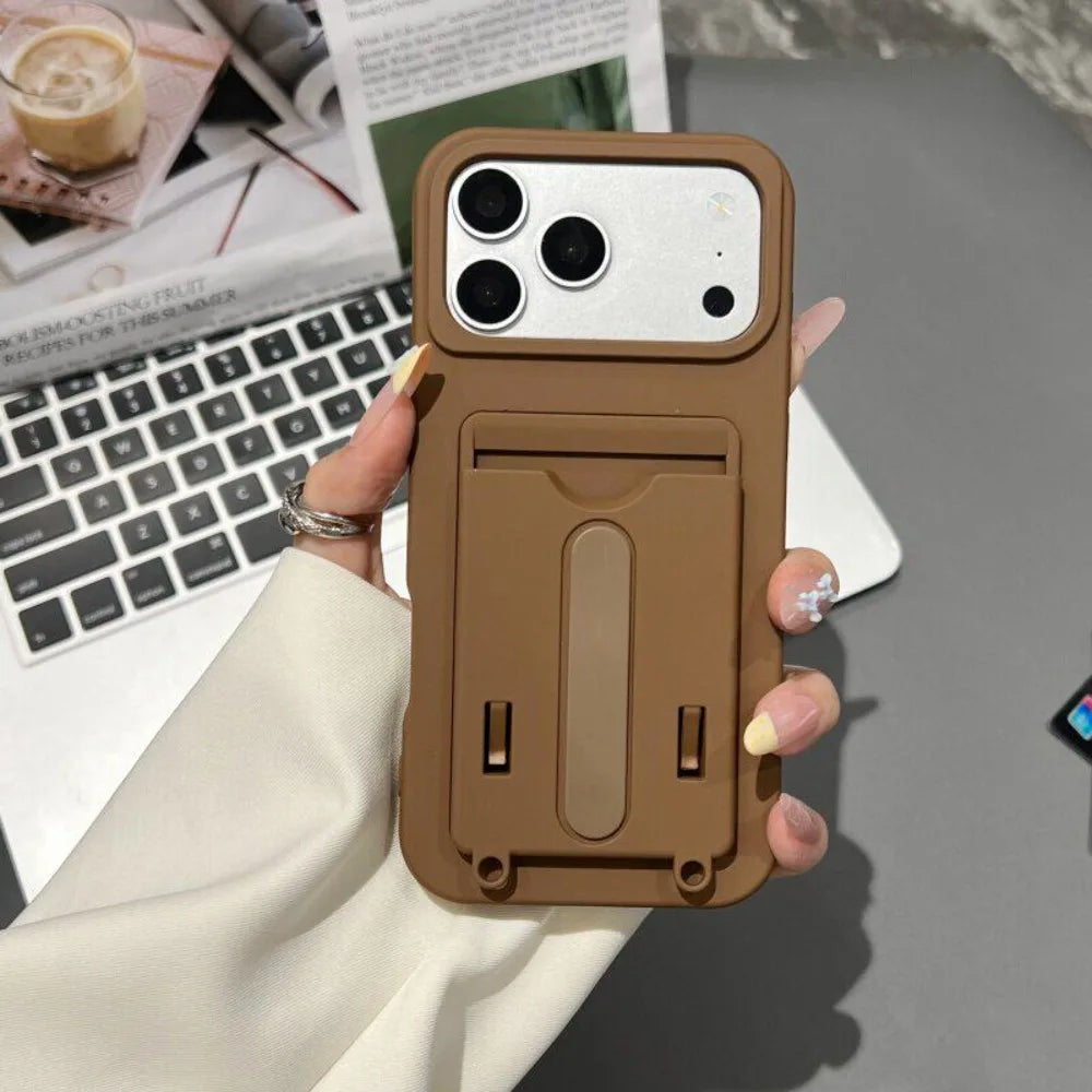 Luxury Card Wallet Slot Stand Holder Colorful Case for iPhone 17 Pro Max Air 16 Plus 11 12 13 14 15 Pro Bracket Shockproof Cover