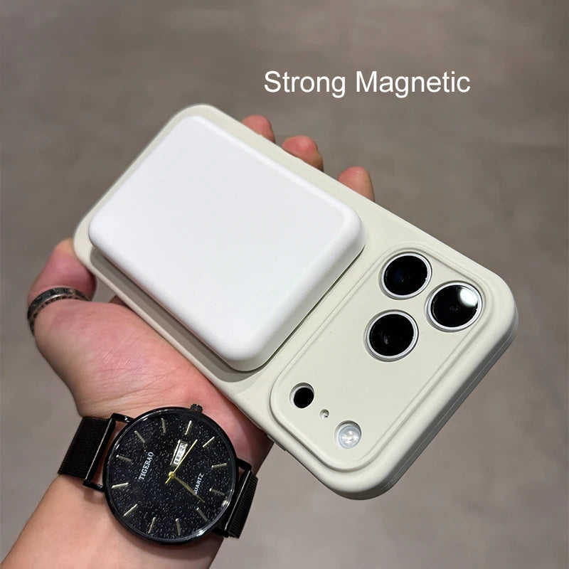 Origina Metal Magnectic Stand Holder Case For iPhone 17 Air 16 15 14 13 12 11 Pro Max Plus Magsafe Liquid Silicone Soft Cover