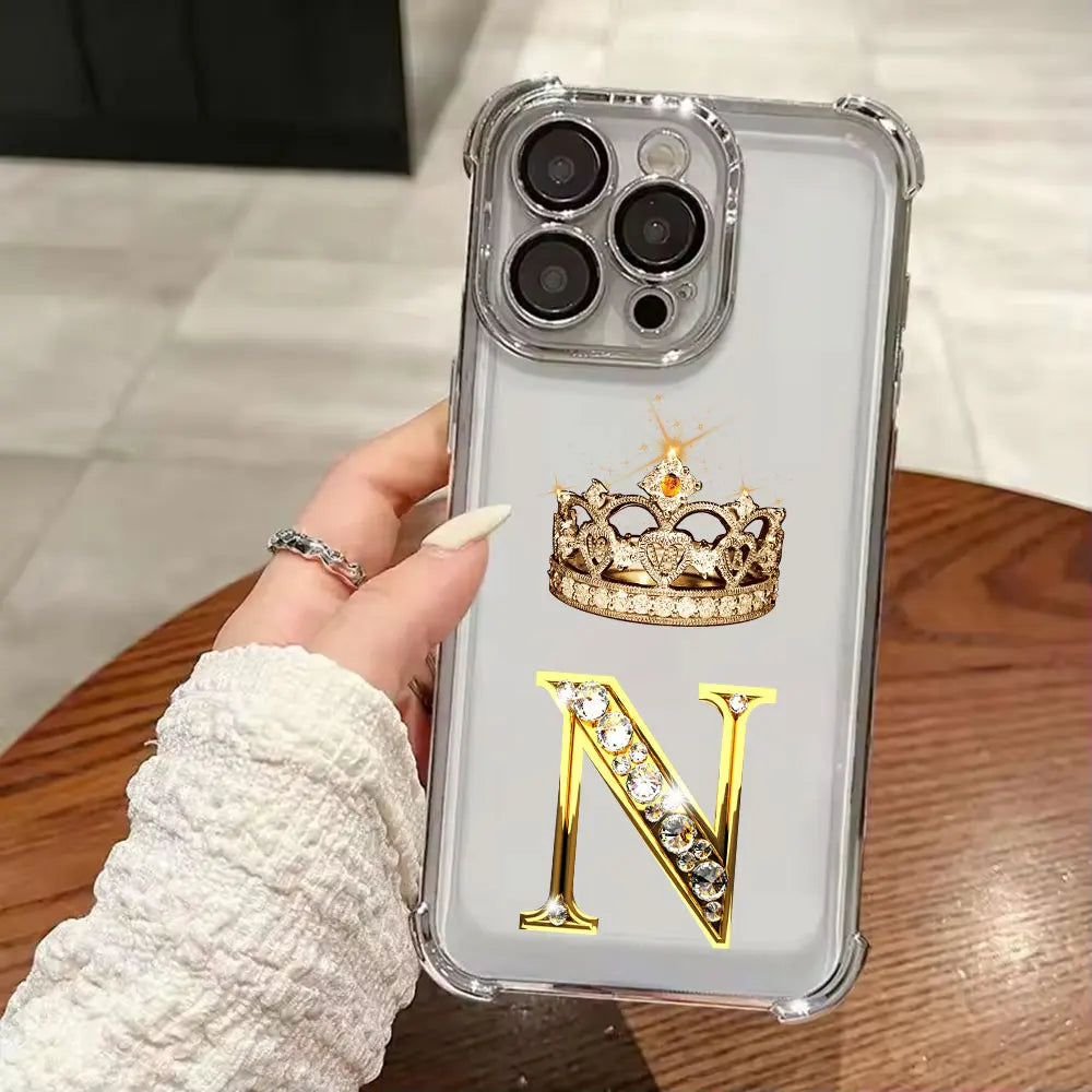 K W N F J O Initial Letter Phone Case for iPhone 11 13 15 16 17 Pro Max 14 Plus 17Air 16E 13 Pro 12 Mini 17Pro Soft Clear Cover