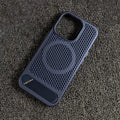 Heat Dissipation Mesh Phone Case for Magsafe Magnetic Wireless Charge Cover for iPhone 16 17pro Max 15 13 Pro 14 12 Metal Stand