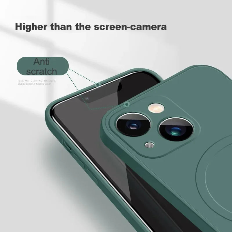 Liquid Silicone Shockproof Case For iPhone 17 16 15 14 13 12 11 Pro Max Plus Phone Magnetic Wireless Charger For Magsafe Cover