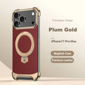 Luxury Leather Ultra Thin Frameless Magnetic Case For iPhone 17 16 15 14 13 Pro Max 17Air 17Pro Metal Bracket Anti-Drop Bumper