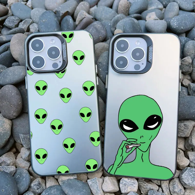 Funny Cartoon Alien Laser Phone Case for iPhone 17 14 11 Pro Max 16 15 Pro Max 13 12 Mini Pro Max 16 15 14 Plus Shockproof Cover